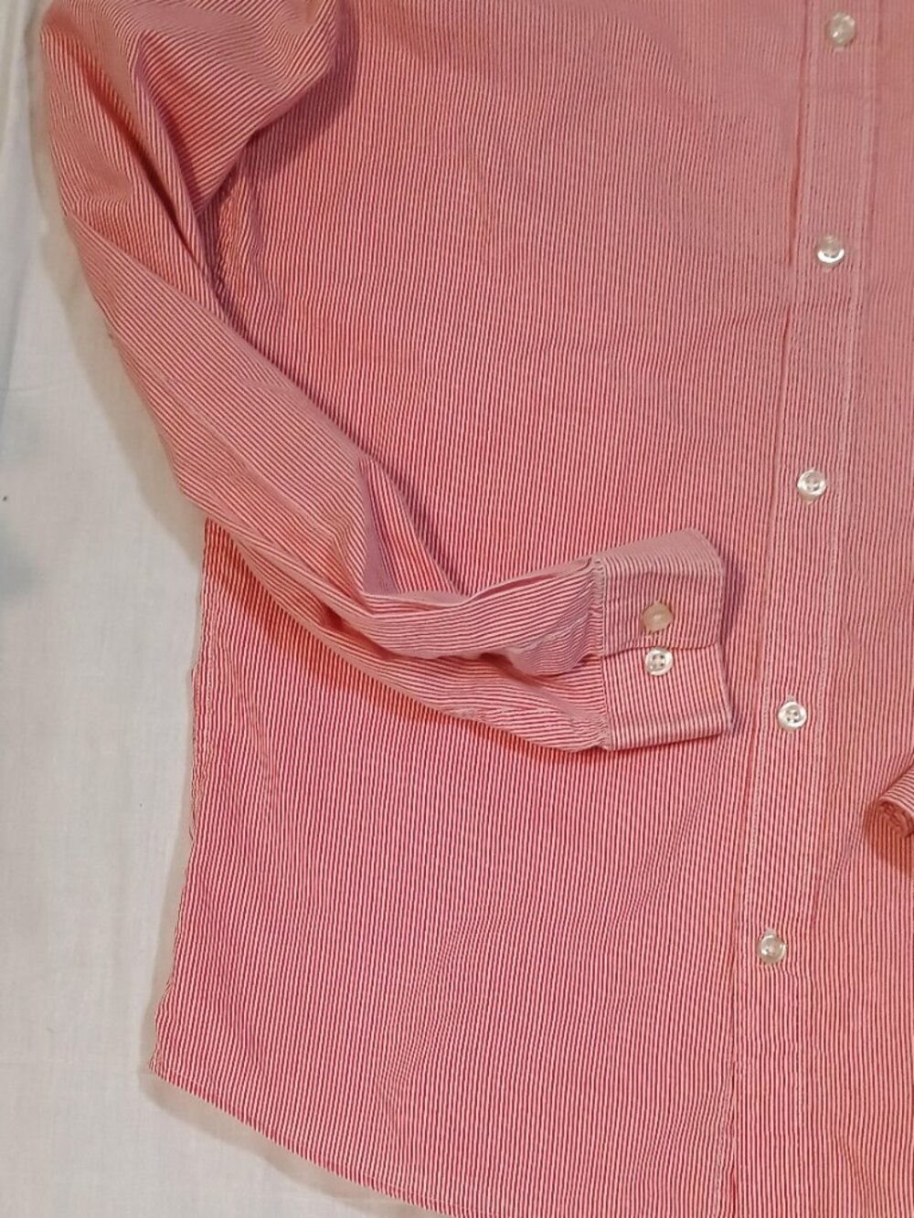 H&M/Button Down Shirt/Mens M/Pink White Pinstripe Preppy Cottagecore Oxford Top - Picture 4 of 8